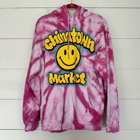 Chinatown Market Women’s Medium Pink Tie Dye Hoodie Sweatshirt - Picture 1 of 6
